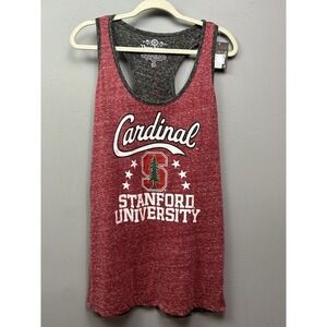 Stanford University Cardinal Tank Top Womens XL Gray Red Racerback‎ Graphic NEW
